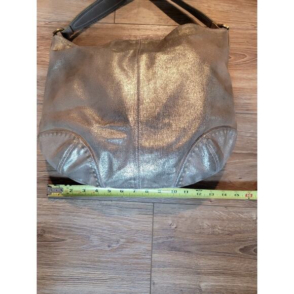 SIGRID OLSEN Leather Hobo Shoulder Bag Distressed Brush Gold Boho Handbag - Picture 13 of 15